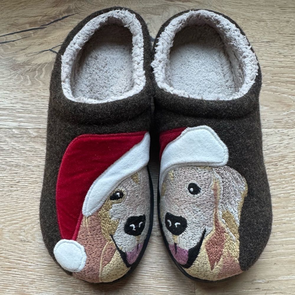 ❤️LL.BEAN daybreak scuff brown dog christmas comfort slippers sz 7 PriceFirm!!!